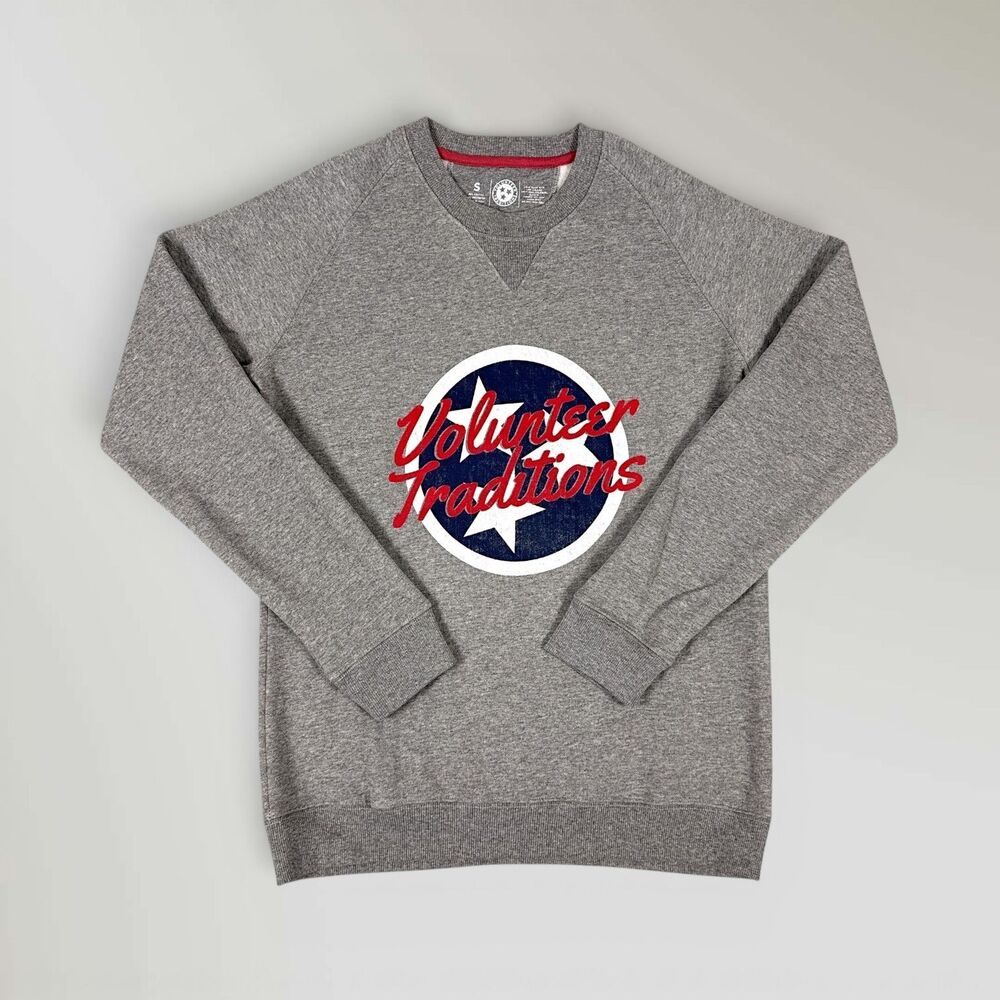 Volunteer Traditions Sweatshirt Gray Crewneck Tennessee Tri-Star Logo Size Small
